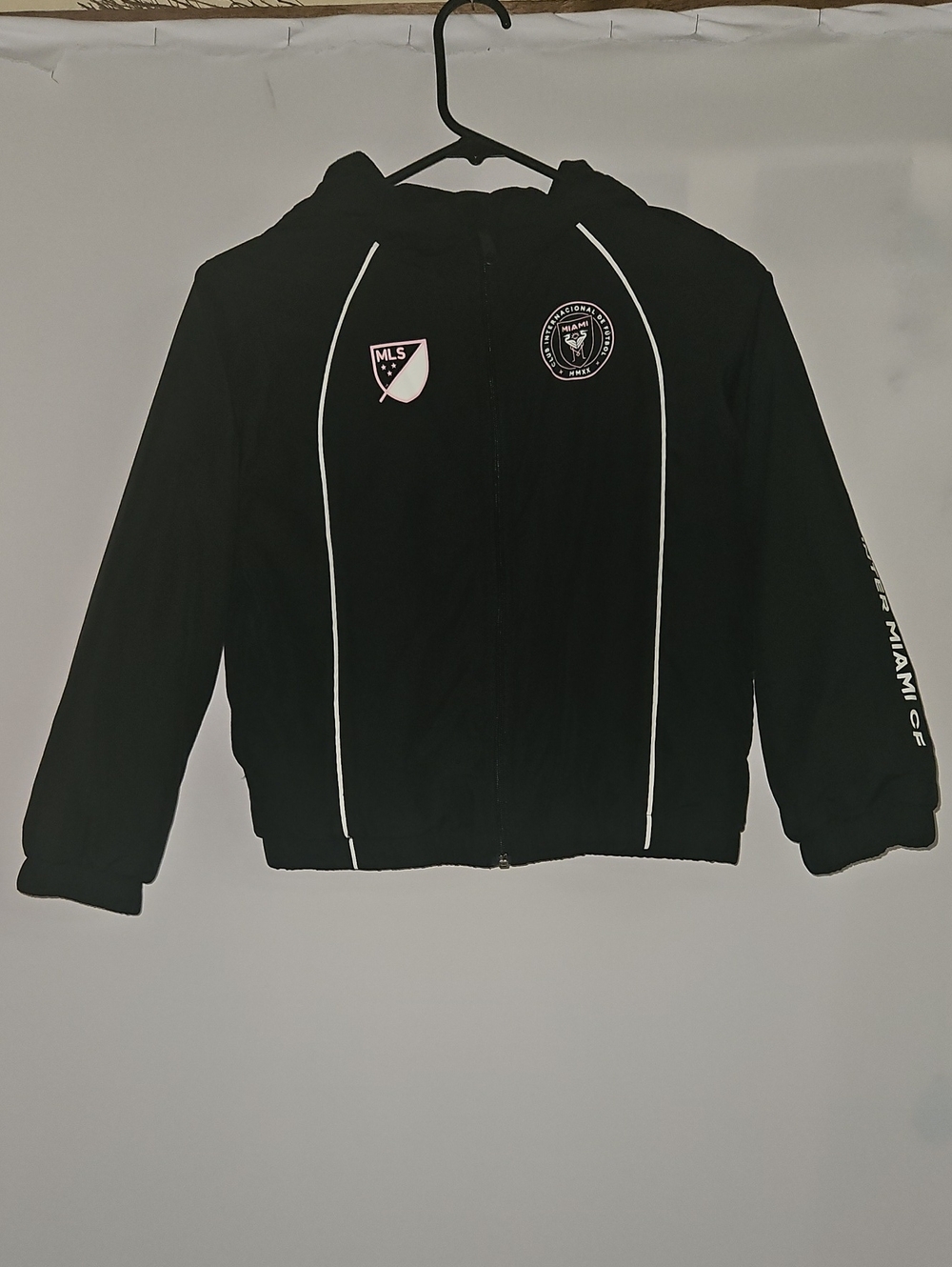 Abercrombie Childrens MLS Inter Miami Soccer Hooded Thick Windjacket SZ 7/8